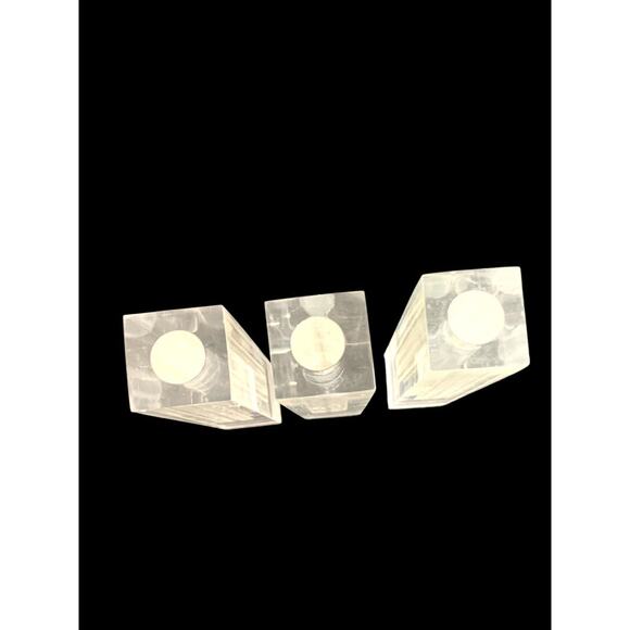 Vintage Minimalist Acrylic Bud Vase Columns 6 Inch Set of 3 - Picture 3 of 6